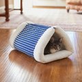 Frisco Triangle Mat Cave Cat Covered Bed, Navy Herringbone