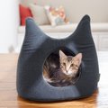 Frisco Felt Cat Silhouette Kitten Covered Bed, Gray