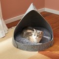 Frisco Felt Removable Hood Cave Cat Covered Bed, Gray