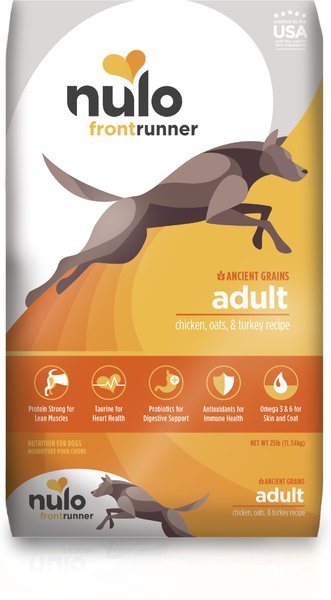 Nulo Frontrunner Ancient Grains Chicken, Oats & Turkey Adult Dry Dog Food, 25-lb bag slide 1 of 9