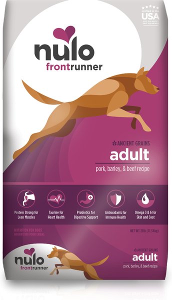 Nulo Frontrunner Ancient Grains Pork, Barley & Beef Adult Dry Dog Food, 25-lb bag slide 1 of 9
