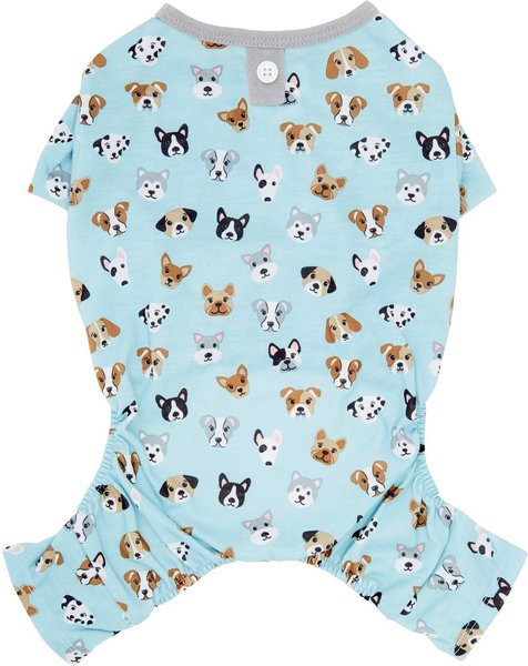 Wagatude Dog Face Print Dog Pajamas, Blue, Large slide 1 of 6