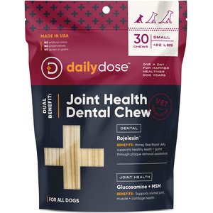 dailydose Joint Health Dental Chews for Small Dogs, Under 22 lbs, 30 count