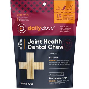 dailydose Joint Health Dental Chews for Medium Dogs, 22-66 lbs, 15 count