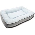 BarksBar Comfy Classic Orthopedic Bolster Dog & Cat Bed w/Removable Cover, Blue/Gray, Medium