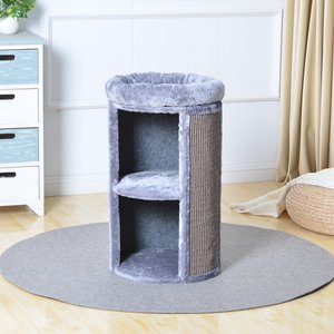 Two By Two The Juniper 25.6-in Plush Cat Condo & Pillowtop Bed, Grey