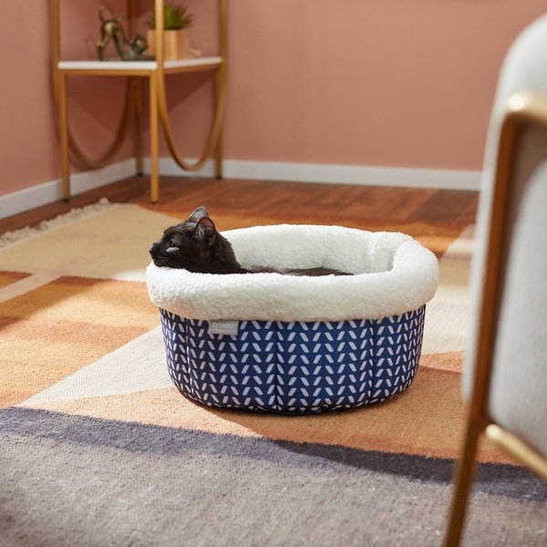 Frisco Hi-Wall Self-Warming Cat & Dog Bolster Bed, Navy Herringbone, X-Small slide 1 of 7