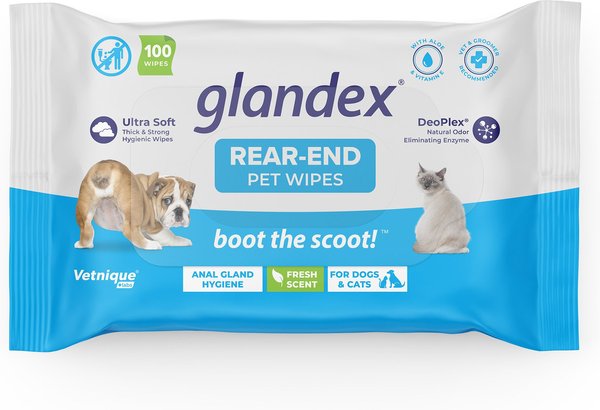 Vetnique Labs Glandex Wipes Cleansing & Deodorizing Anal Gland Hygienic Rear End Dog & Cat Wipes, 100 count slide 1 of 9