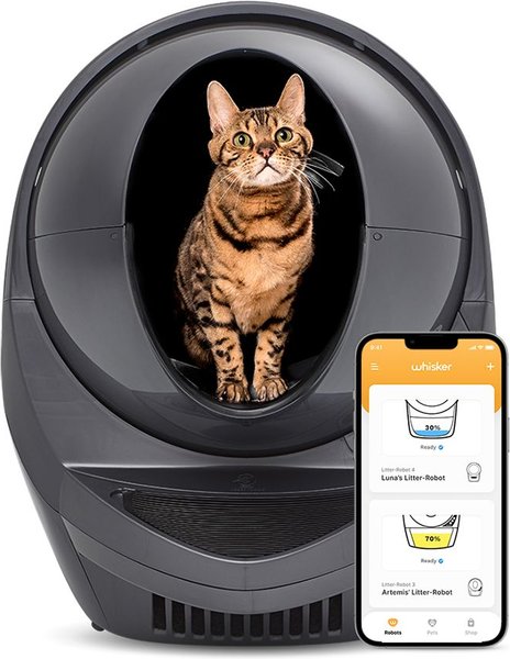 Whisker Litter-Robot WiFi Enabled Automatic Self-Cleaning Cat Litter Box, Grey slide 1 of 11