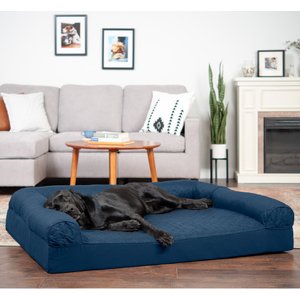 FurHaven Quilted Full Support Orthopedic Sofa Dog & Cat Bed, Navy, Jumbo Plus