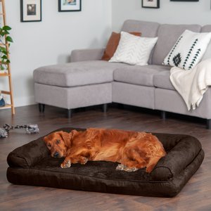 FurHaven Plush & Suede Full Support Orthopedic Sofa Dog & Cat Bed, Espresso, Jumbo