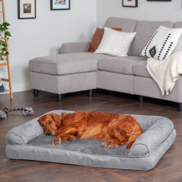 FurHaven Plush & Suede Full Support Orthopedic Sofa Dog & Cat Bed, Gray, Jumbo slide 1 of 9