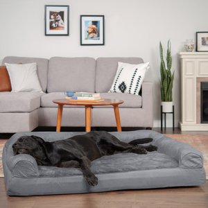 FurHaven Plush & Suede Full Support Orthopedic Sofa Dog & Cat Bed, Gray, Jumbo Plus