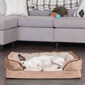 Perfect Comfort Velvet Waves Full Support Orthopedic Sofa Dog & Cat Bed, Brownstone, Medium