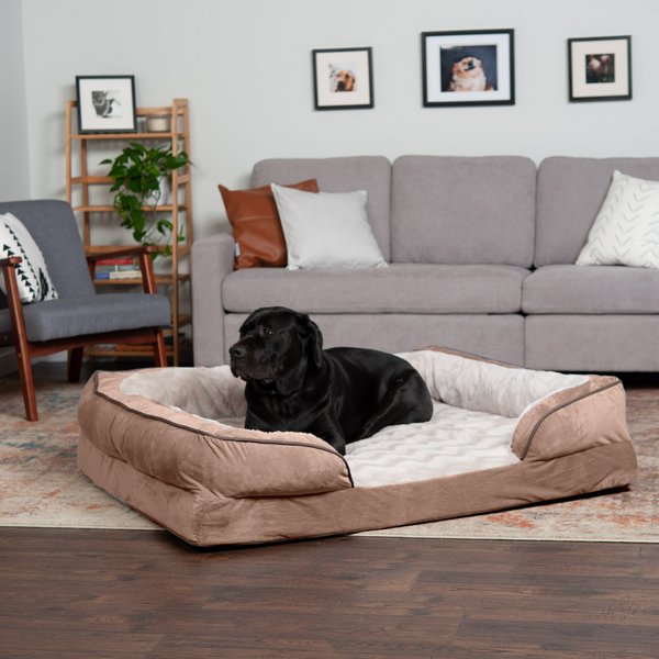 Perfect Comfort Velvet Waves Full Support Orthopedic Sofa Dog & Cat Bed, Brownstone, Jumbo Plus slide 1 of 9