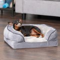 Perfect Comfort Velvet Waves Full Support Orthopedic Sofa Dog & Cat Bed, Granite Gray, Small