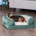Perfect Comfort Velvet Waves Full Support Orthopedic Sofa Dog & Cat Bed, Celadon Green, Small