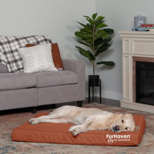 FurHaven Deluxe Oxford Full Support Dog & Cat Bed With Removable Cover, Chestnut, Jumbo
