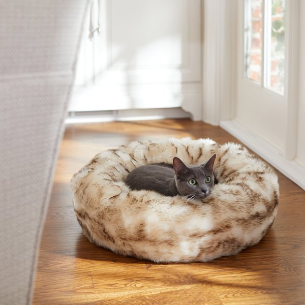 Frisco Fur Donut Cat & Dog Pillow Bed, Small, Brown slide 1 of 5