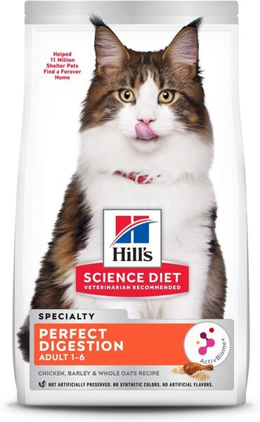 Hill's Science Diet Adult Perfect Digestion Chicken, Barley, & Whole Oats Recipe Dry Cat Food, 3.5-lb bag slide 1 of 9
