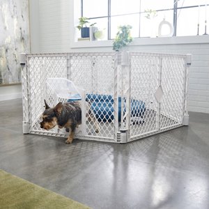 Frisco 6-Panel Convertible Plastic Playpen Divider with Wall Mounts, Light Gray