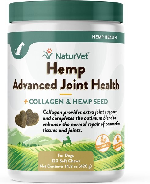 NaturVet Hemp Advanced Joint Health Glucosamine, Chondroitin & MSM Plus Collagen, Extra Joint Support Dog Supplement, 120 count slide 1 of 1