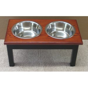 Classic Pet Beds Elevated Double Bowl Dog & Cat Diner, Espresso/Cherry, 12-cup