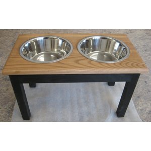 Classic Pet Beds Elevated Double Bowl Dog & Cat Diner, Espresso/Walnut, 12-cup