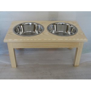 Classic Pet Beds Elevated Double Bowl Dog & Cat Diner, Natural, 8-cup