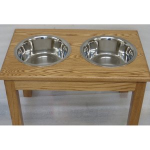 Classic Pet Beds Elevated Double Bowl Dog & Cat Diner, Walnut, 8-cup,