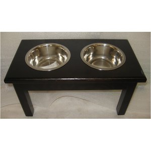Classic Pet Beds Elevated Double Bowl Dog & Cat Diner, Espresso, 8-cup