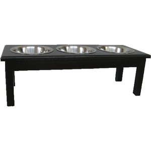 Classic Pet Beds Elevated Triple Bowl Dog & Cat Diner, Espresso, 12-cup