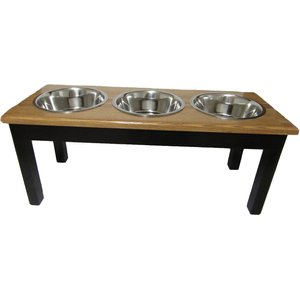 Classic Pet Beds Elevated Triple Bowl Dog & Cat Diner, Espresso/Walnut, 12-cup