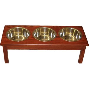 Classic Pet Beds Elevated Triple Bowl Dog & Cat Diner, Cherry, 4-cup