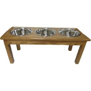 Classic Pet Beds Elevated Triple Bowl Dog & Cat Diner, Walnut, 4-cup