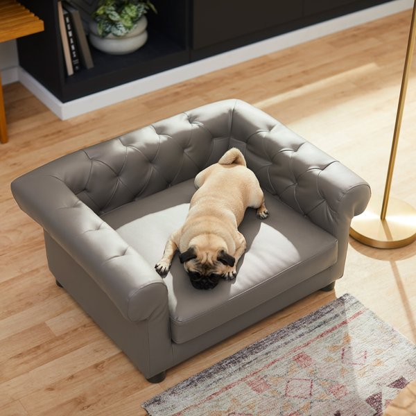 Frisco Leatherette Sofa Pet Bed, Medium, Dark Gray slide 1 of 4