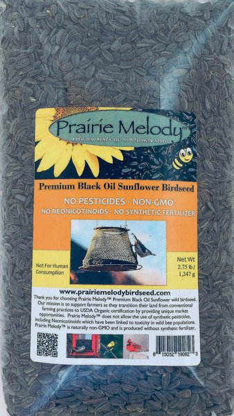 Prairie Melody Pesticide Free Premium Black Oil Sunflower Bird Food, 2.75-lb bag, case of 4 slide 1 of 6
