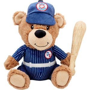 Frisco Baseball Blue Bear Plush Squeaky Dog Toy