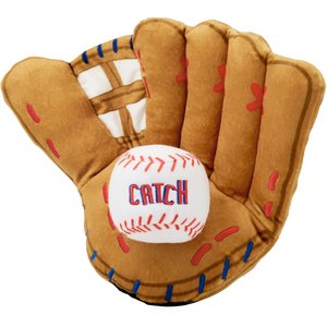 Frisco Baseball Mitt & Ball Plush Squeaky Dog Toy, 2 count