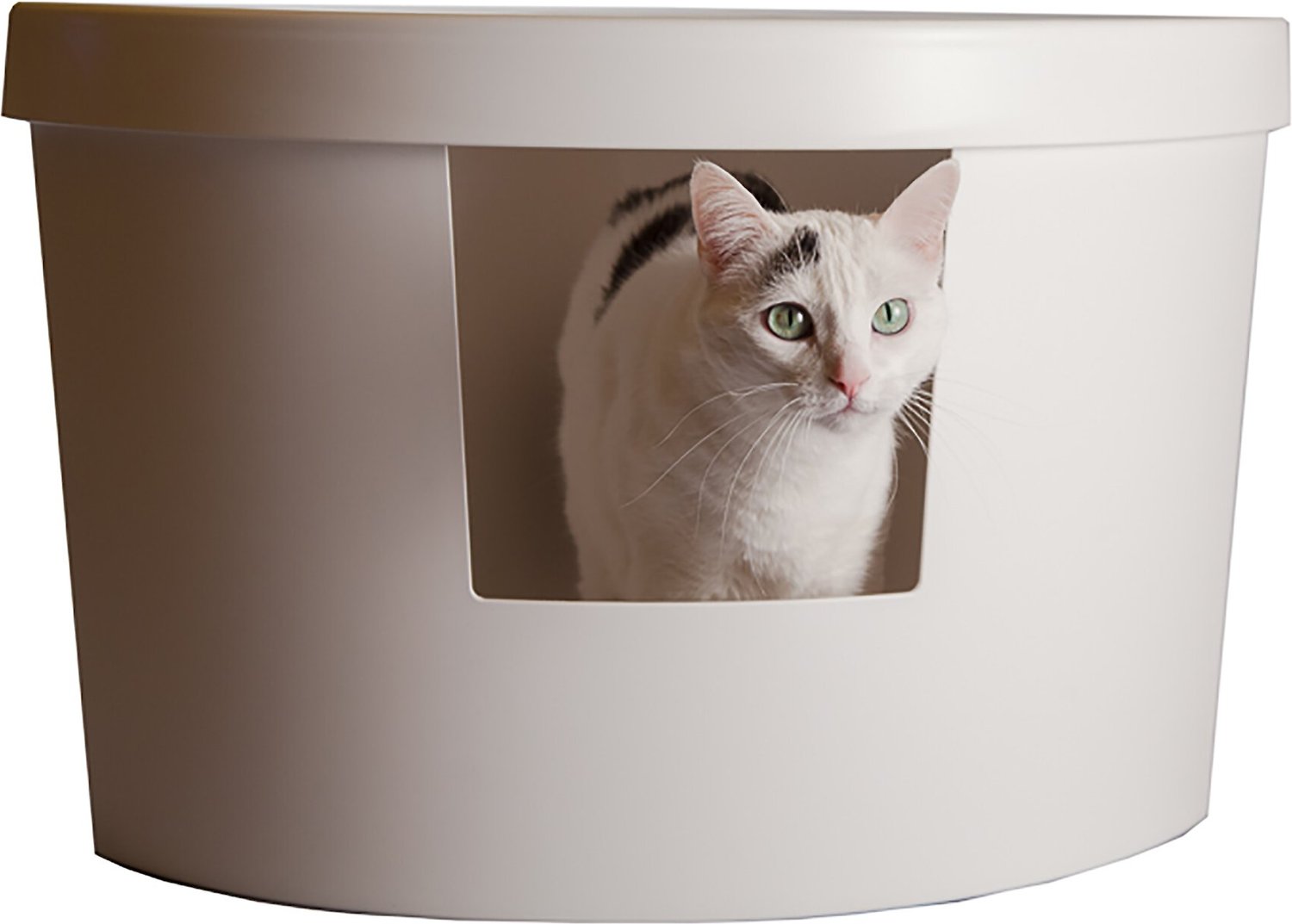 KITANGLE Corner Kitty Cat Litter Box, Large, White