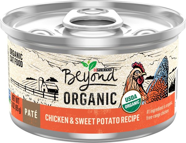 Purina Beyond High Protein Organic Chicken & Sweet Potato Recipe Pate Wet Cat Food, 3-oz can, case of 12 slide 1 of 11