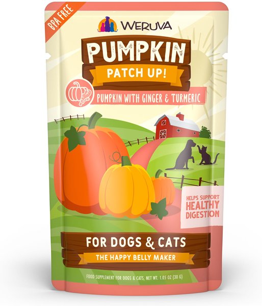 Weruva Pumpkin Patch Up! Pumpkin With Ginger & Turmeric Dog & Cat Wet Food Supplement, 1.05-oz pouch, case of 12 slide 1 of 8