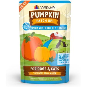 Weruva Pumpkin Patch Up! Pumpkin With Coconut Oil & Flaxseeds Dog & Cat Wet Food Supplement, 1.05-oz pouch, case of 12