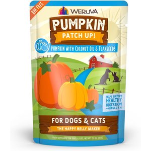 Weruva Pumpkin Patch Up! Pumpkin With Coconut Oil & Flaxseeds Dog & Cat Wet Food Supplement, 2.8-oz pouch, case of 12