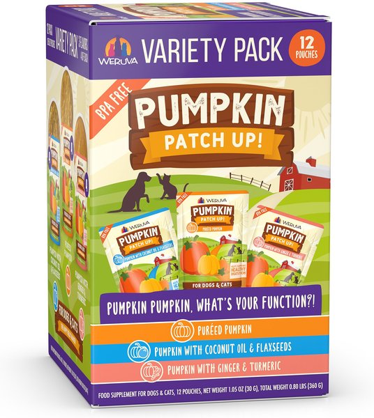 Weruva Pumpkin Patch Up! Pumpkin Pumpkin, What's Your Function? Variety Pack Dog & Cat Wet Food Supplement, 1.05-oz pouch, case of 12 slide 1 of 6