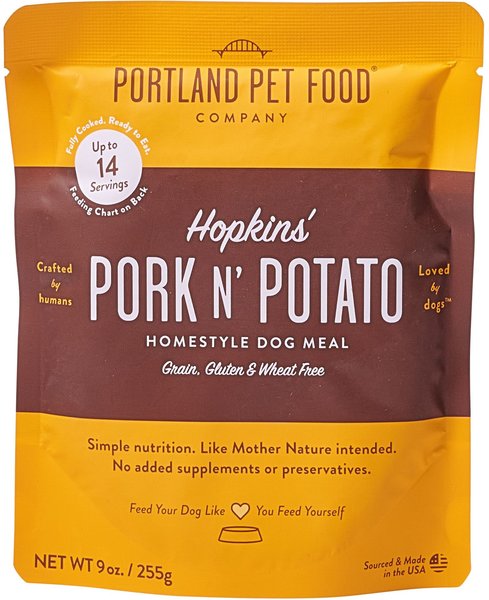 Portland Pet Food Company Hopkins' Pork N' Potato Homestyle Wet Dog Food Topper, 9-oz pouch, case of 4 slide 1 of 7