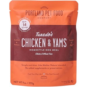 Portland Pet Food Company Tuxedo's Chicken & Yams Homestyle Wet Dog Food Topper, 9-oz pouch, case of 4