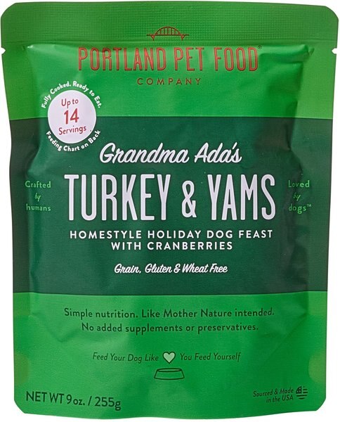 Portland Pet Food Company Grandma Ada's Turkey & Yams Homestyle Wet Dog Food Topper, 9-oz pouch, case of 4 slide 1 of 7