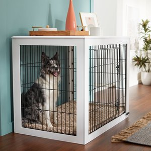 Frisco Double Door Furniture Style Dog Crate, White, 42-in