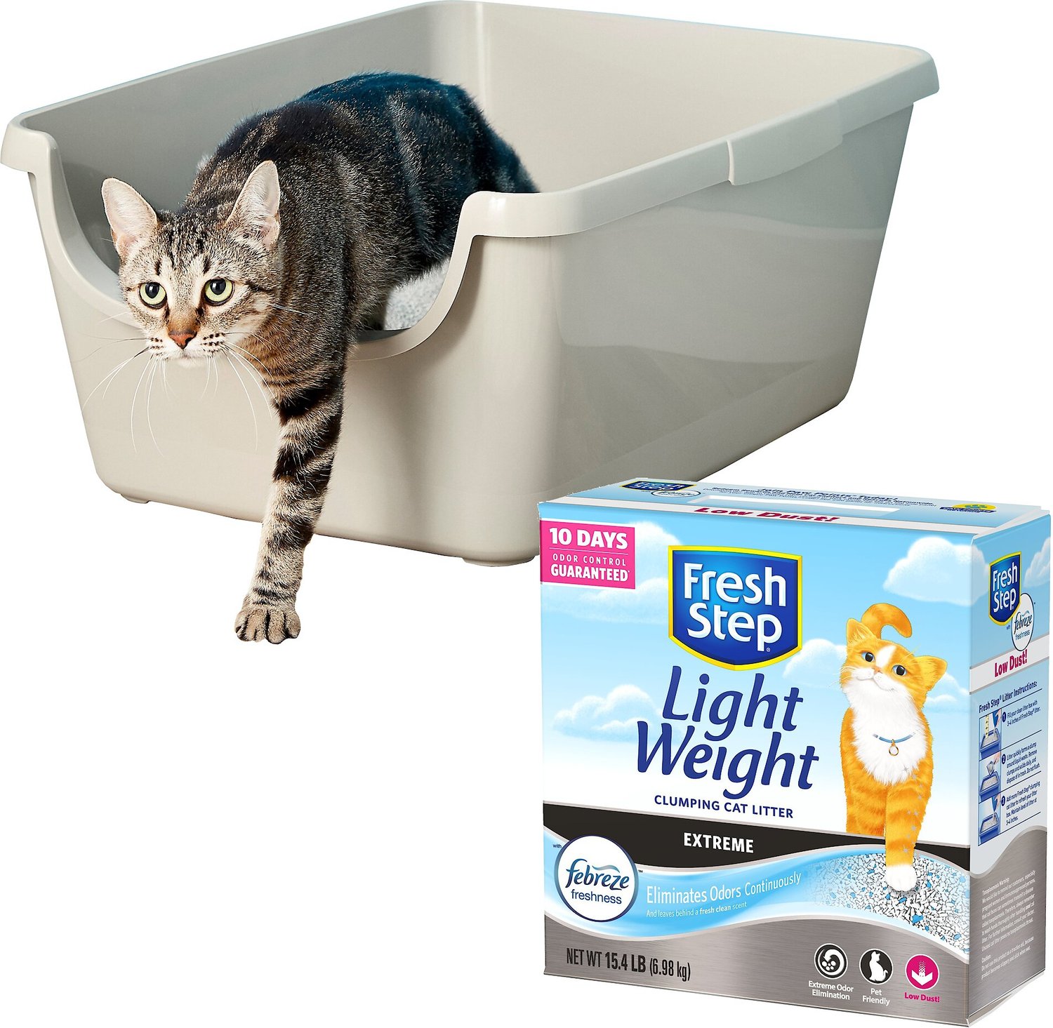 Frisco High Sided Cat Litter Box, Gray, Extra Large 24in & Fresh Step
